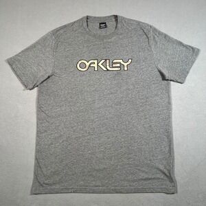 Oakley Camo Logo Mens T Shirt Gray Regular Fit Y2K Graphic Short Sleeve XL‎